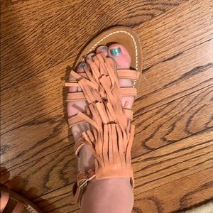 KJacques St Tropez pink fringe sandals